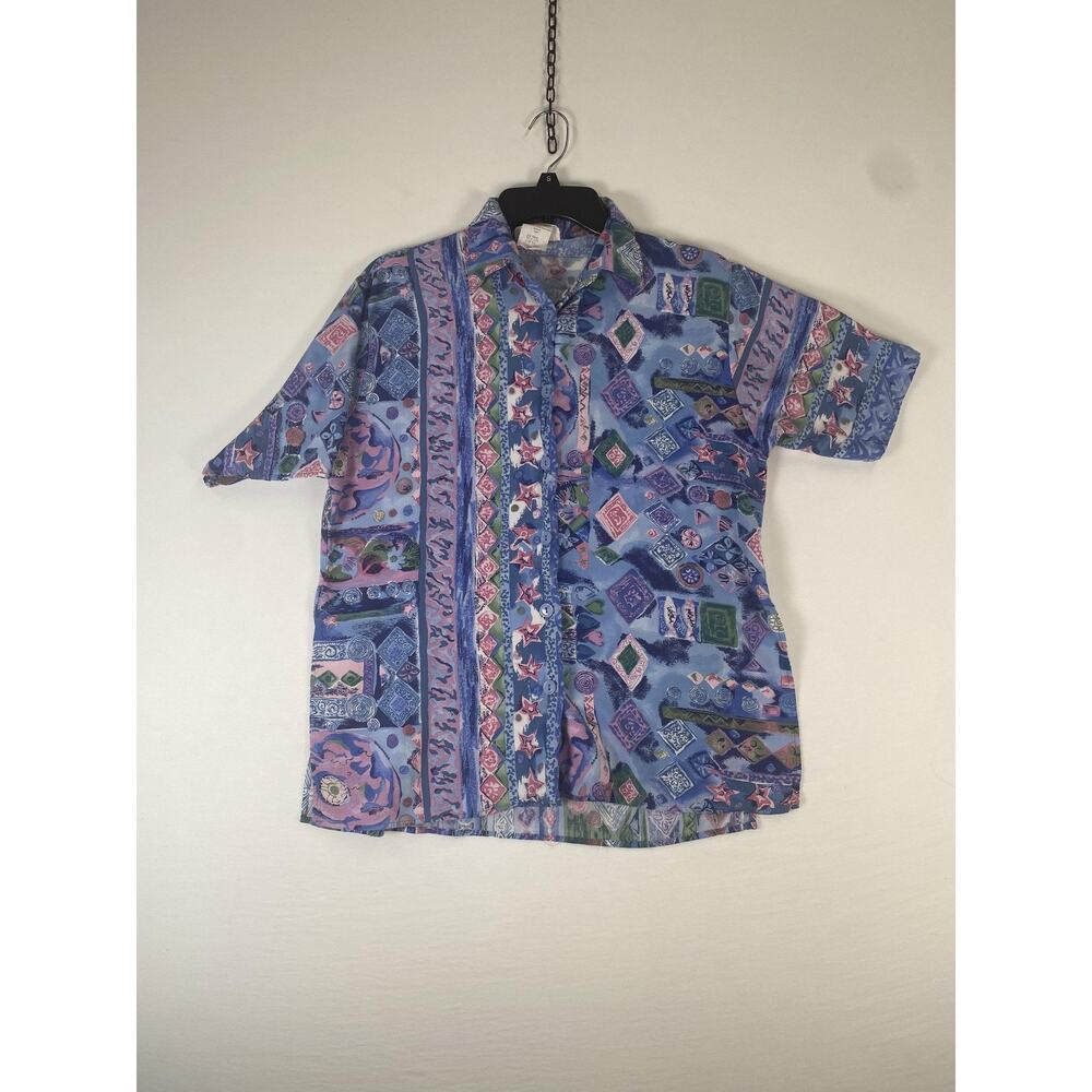 Vintage Scandal Shirt Mens Medium Multicolor Short Sleeve Button Up Made USA